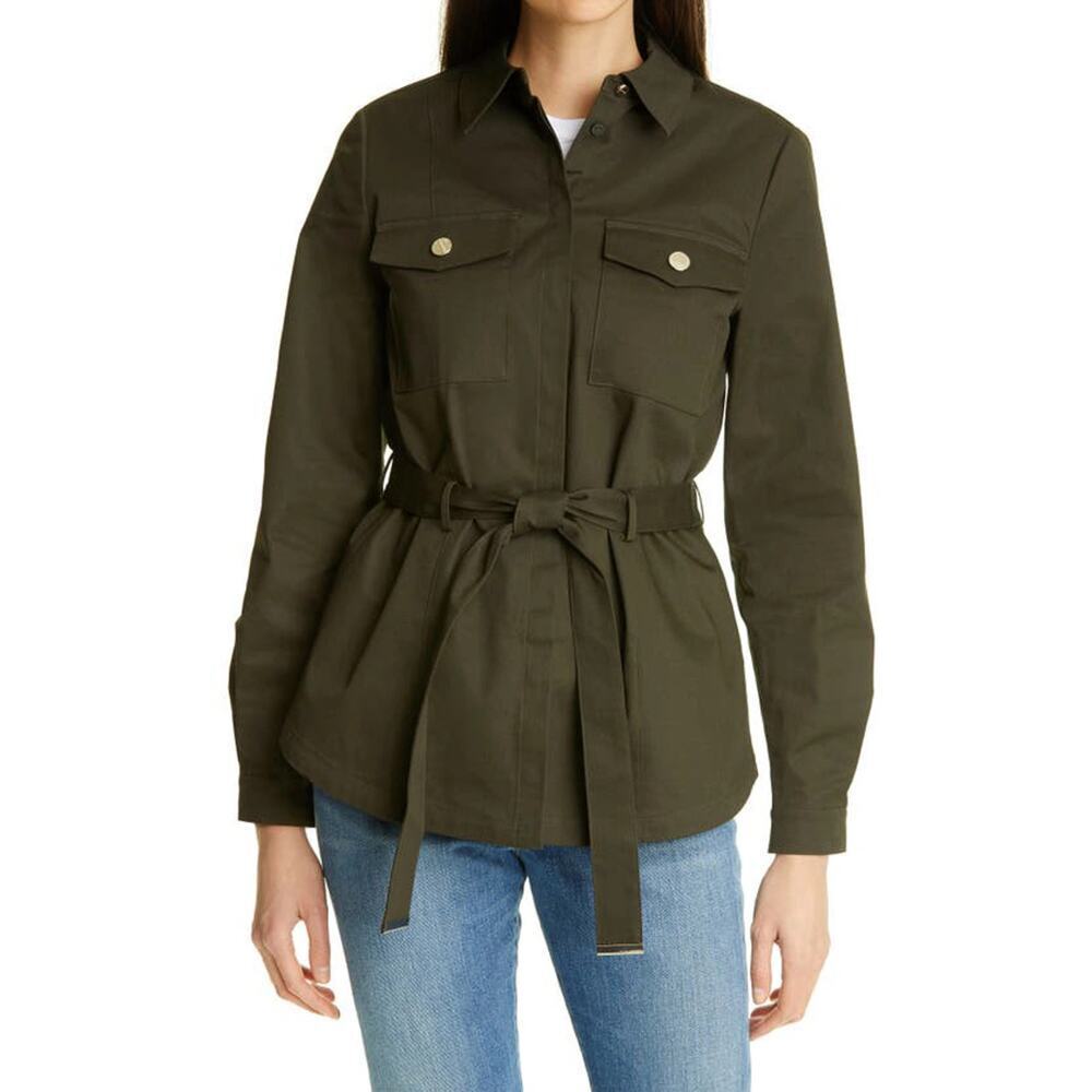 NEW! Ted Baker London Ailiia Tie Waist Utility belted jacket olive green US 12 L